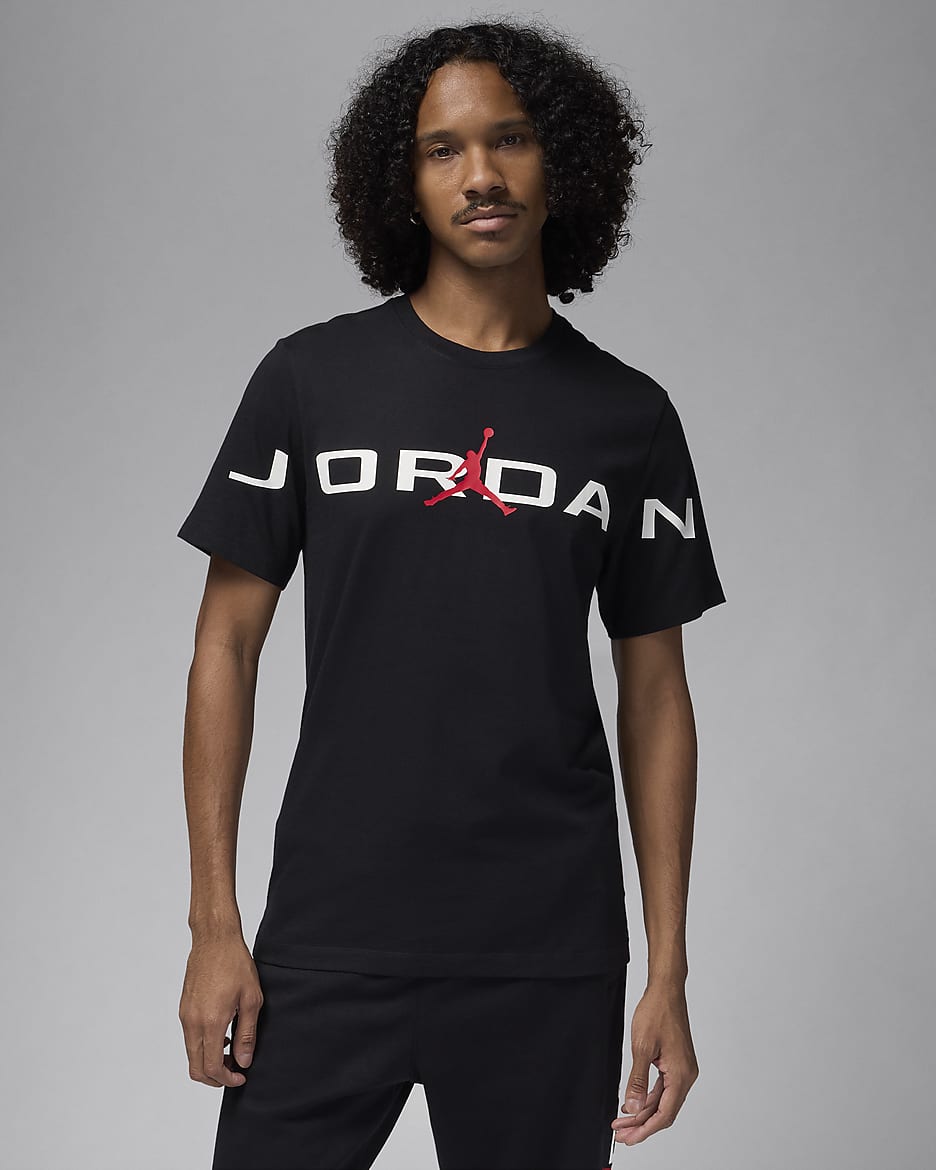 Jordan Mens Air Stretch Short Sleeve Crew Mens Black White Red Size L